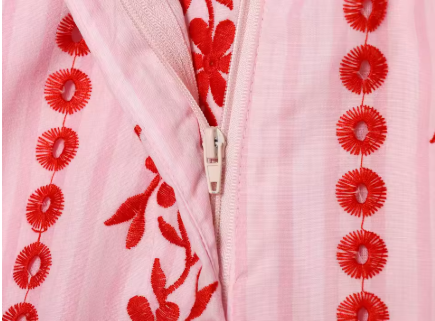 Pantalones de Mujer Estilo Boho Chic con Bordado Rosa