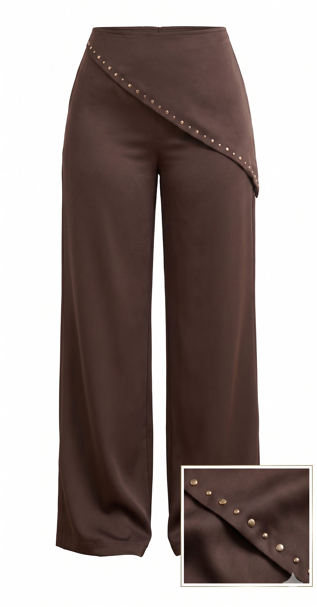 Pantalon Efecto Lino con Tachuelas