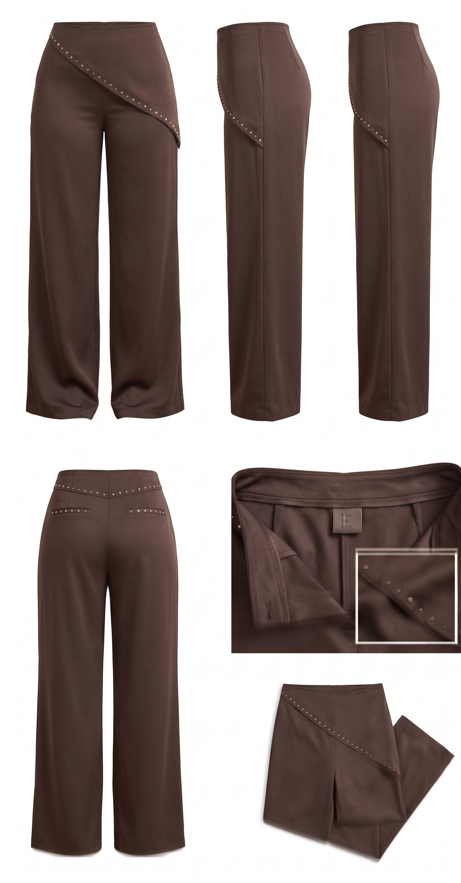 Pantalon Efecto Lino con Tachuelas